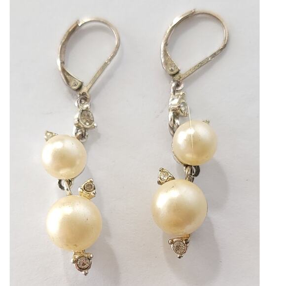 Vintage Dangling Faux Pearl Earrings - Picture 1 of 10